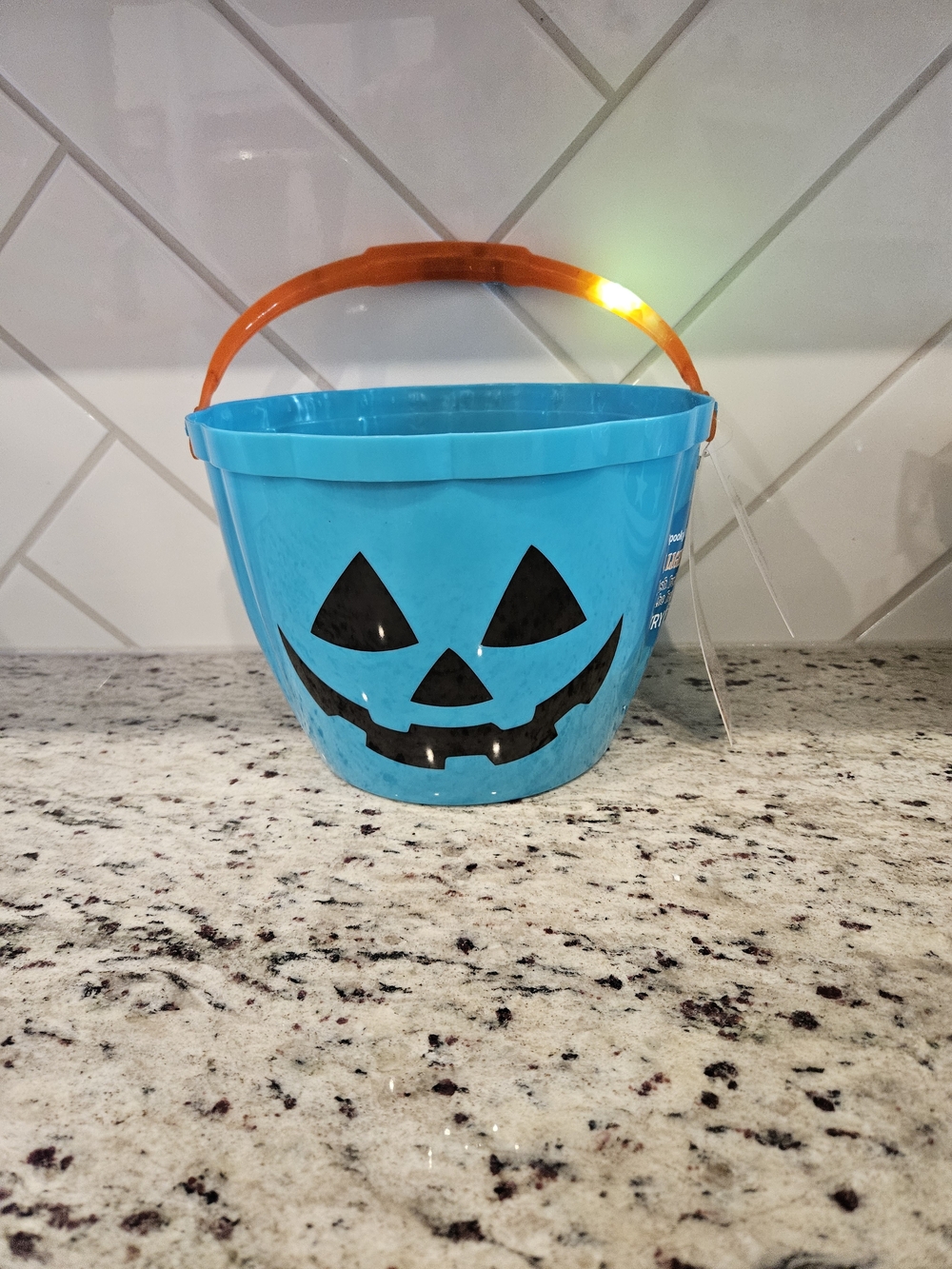 Spooky Village Jack-O-Lantern Halloween Candy Light-Up Pail Blue Bucket